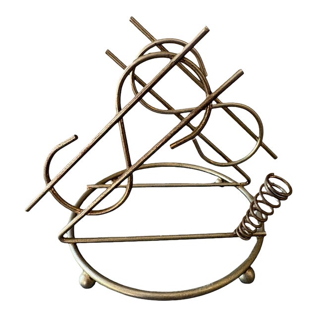 Brass Dollar Sign Bill and Pen Holder Desk Accessory Mid-Century For Sale