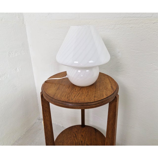 Mid-Century Modern Murano White Swirl Mushroom Lamp, 1970s For Sale - Image 3 of 10