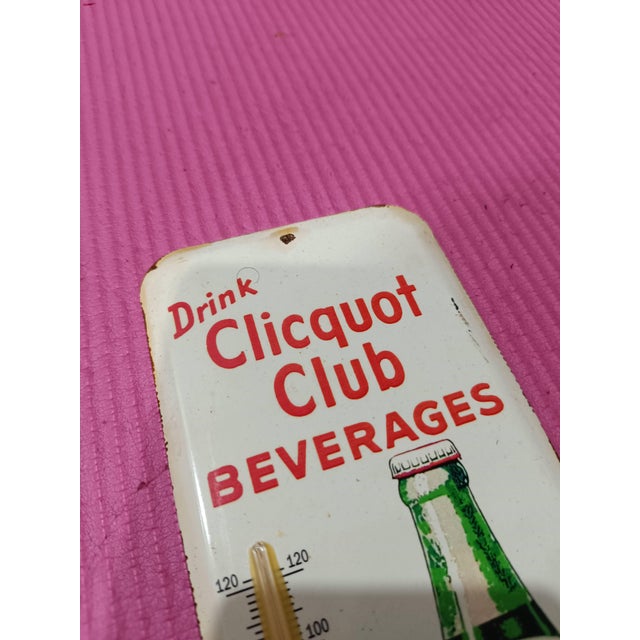 American Premium Vintage Style Clicquot Club Ginger Ale Advertising Thermometer Sign For Sale - Image 3 of 10