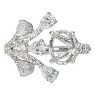 Lab Diamond Semi-Mount Ring With 12 Diamond Accents in Solid 14k Gold, Size 6.75 For Sale