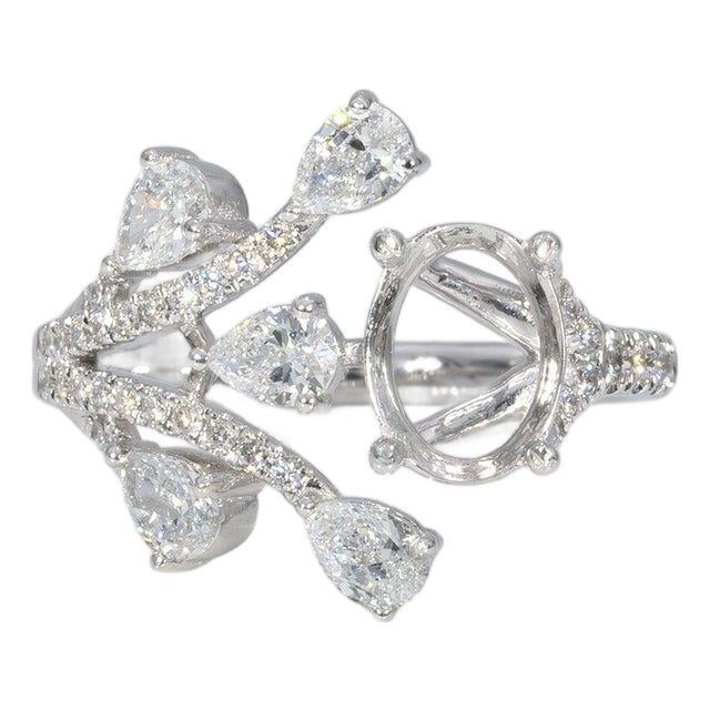 Lab Diamond Semi-Mount Ring With 12 Diamond Accents in Solid 14k Gold, Size 6.75 For Sale