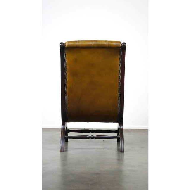 Cowhide Leather Chesterfield Armchair with Wood For Sale - Image 5 of 15
