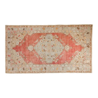 1960s Vintage Turkish Oushak Medallion Multicolor Wool Rug For Sale