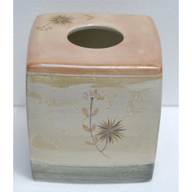 Late 20th Century Late 20th Century Luxury Ceramic Decorative Floral Tissue Box Cover For Sale - Image 5 of 13