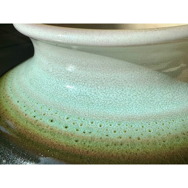 Sculptural Celadon and Iron Oxide Glazed Ceramic Art Vase by Martha Katzer for Karlsruher Majolika, Germany, 1940s For Sale - Image 9 of 15