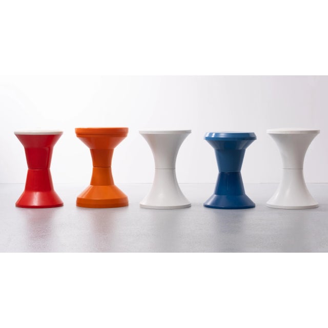 Blue Giganplast and Tam Tam Stools, Set of 5 For Sale - Image 8 of 9