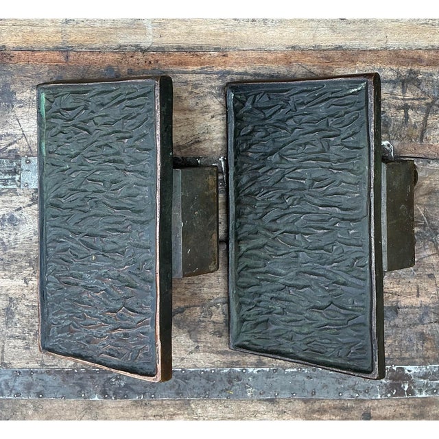 Bronze Vintage MCM Bronze Door Handles - Set of 2 For Sale - Image 8 of 12
