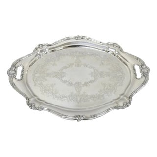 Antique Gorham Silver Plated Victorian Oval Butlers Serving Platter Bar Tray For Sale