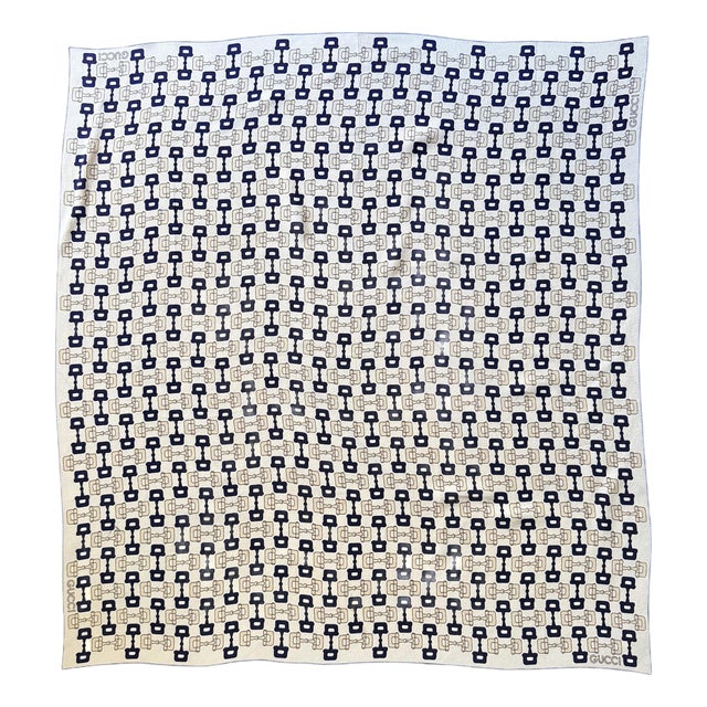 1980s Gucci Stirrups Vintage 1980s Men's Silk Scarf For Sale
