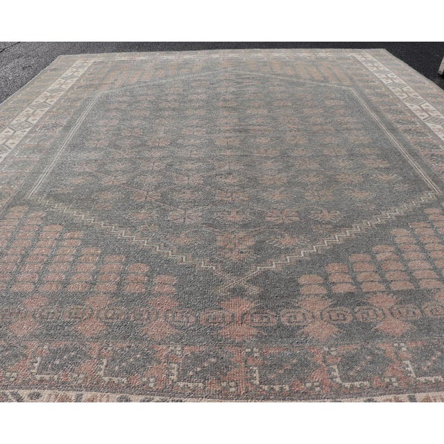 Antique Turkish Oushak Rug in Soft Taupe, Blue-Gray, and Faded Pink For Sale - Image 13 of 13