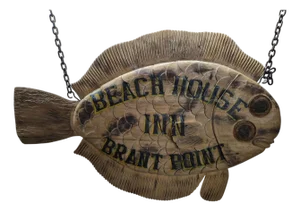 Carved Fish Trade Sign for "Beach House Inn, Brant Point"