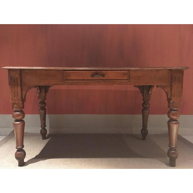 Rustic Pinewood Dining Table with Drawer, Italy For Sale - Image 5 of 18