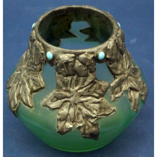 Glass Antique Acid-Etched Opaque Green Glass Vase from Loetz, Austria, 1890s For Sale - Image 7 of 18