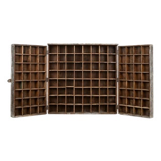 20th Century Patinated Wooden Printing Press Locker Cabinet For Sale