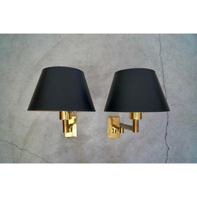 Chapman Manufacturing Company 1960’s Mid-Century Hollywood Regency Brass Sconces by Chapman - A Pair For Sale - Image 4 of 12