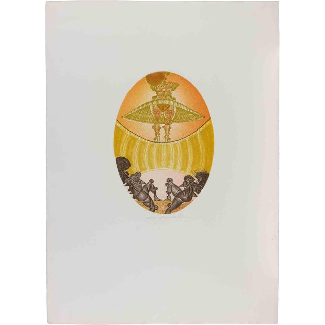 Pasquale Basile, Surreal Composition, Etching, 1982 For Sale