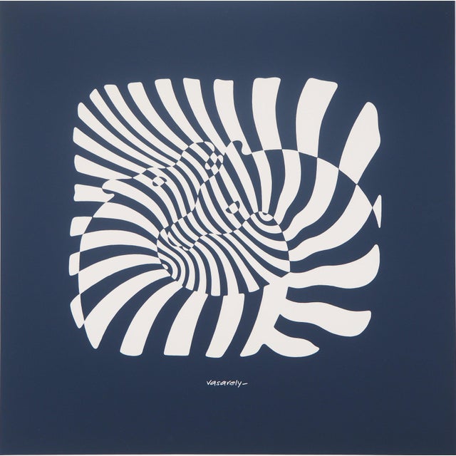 Victor Vasarely, Zebras on a Blue Background, 1975, Serigraph For Sale - Image 7 of 7