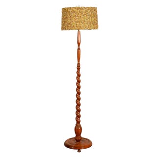 Antique Turned and Twist Wood Floor Lamp For Sale