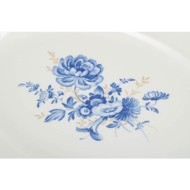20th Century Porcelain Oval Dish with Blue Floral Motifs by Meissen, Germany For Sale - Image 3 of 5