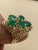 4 Ct Natural Emerald, Five Oval Stone and Diamond Ring 14 Karat Yellow Gold For Sale - Image 18 of 18