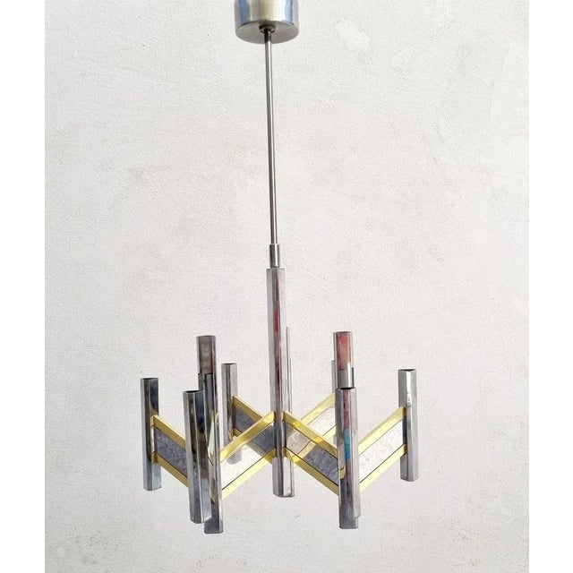 Gold Mid-Century Modern Model Concorde Chandelier from Sciolari, Italy, 1970s For Sale - Image 8 of 13