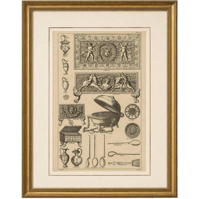 Bernard de Montfaucon, Roman Antiquities and Classical Decorative Arts, 1721, Paper Engraving For Sale - Image 9 of 9