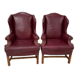Pair of 1980s Vintage Leather Chairs