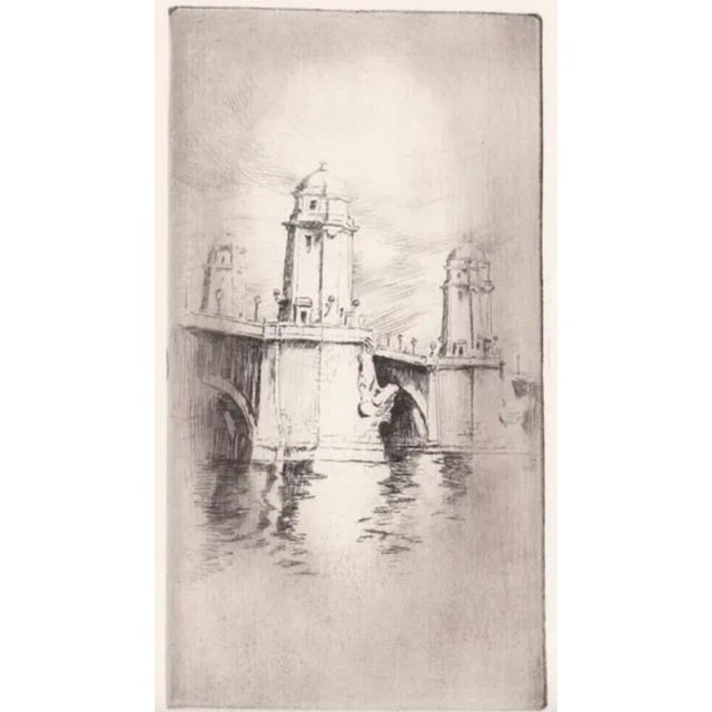 Alexander Aladar Blum (1889-1969) "Boston Bridge Towers" etching on paper, pencil signed and titled. Blum studied art at...