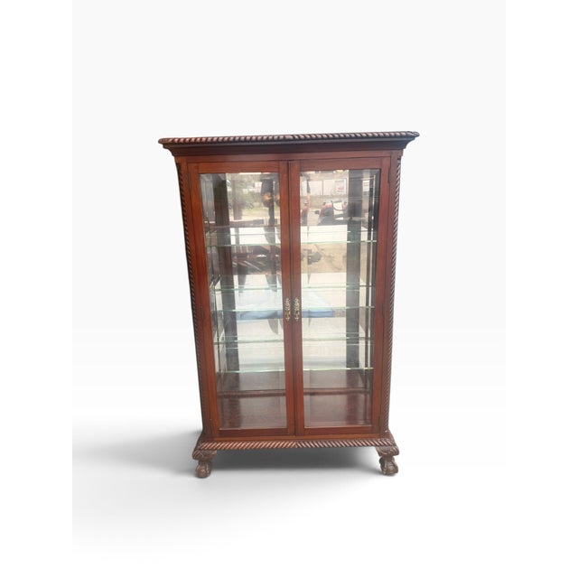 Antique Mahogany Barley Twist Beveled Glass Curio Cabinet For Sale In Boston - Image 6 of 14
