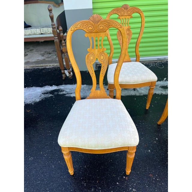 Brown Vintage Wood Dining Table and Six Dining Chairs For Sale - Image 8 of 13