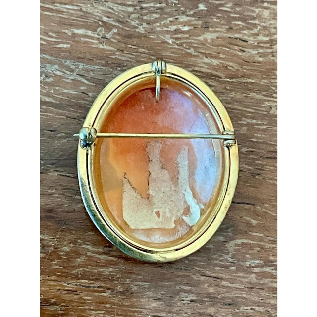 Vintage Silver Shell Cameo Brooch Pendant Brooch For Sale - Image 9 of 12