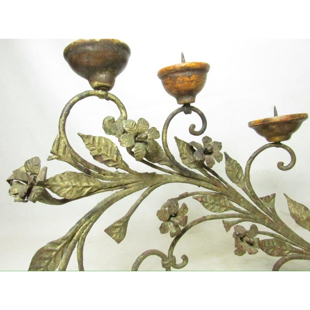 Pair of Antique Italian Wrought Iron Candelabras For Sale - Image 10 of 18