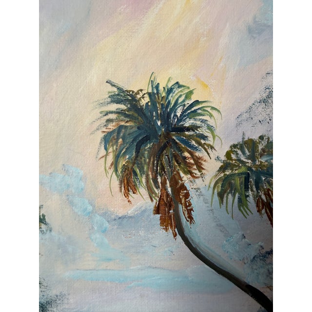 Vintage W. Flosier Tropical Florida Highwaymen Style Oil on Masonite Board – Framed For Sale - Image 11 of 16