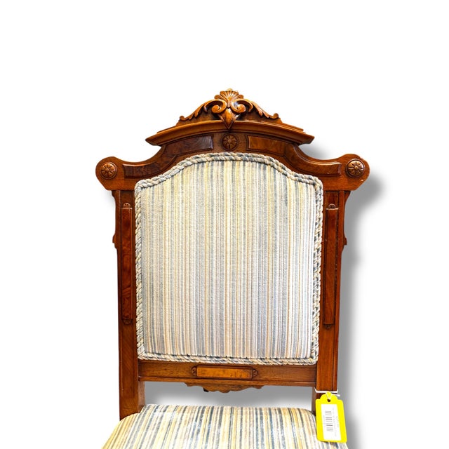 1960s Vintage Striped Side Chair For Sale - Image 5 of 6