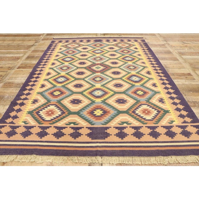 Textile Vintage Afghan Maimana Kilim Rug - 06'01 X 08'11 For Sale - Image 7 of 9