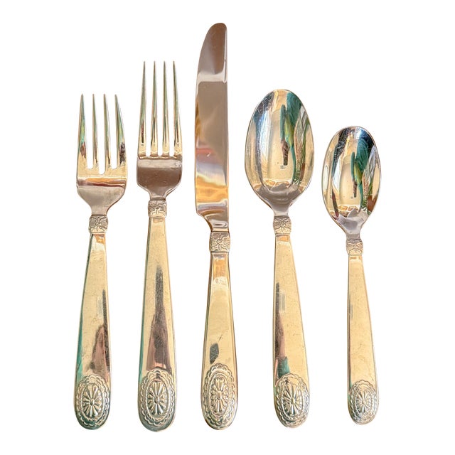 Ralph Lauren Telluride Stainless Five Piece Flatware Place Setting, 1995 For Sale
