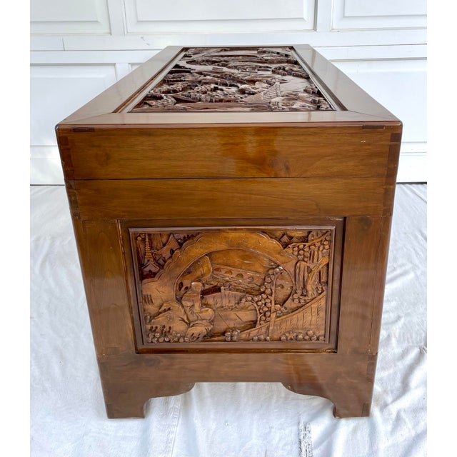 Vintage Chinese Intricately Carved Wood Camphor Chest For Sale - Image 12 of 13