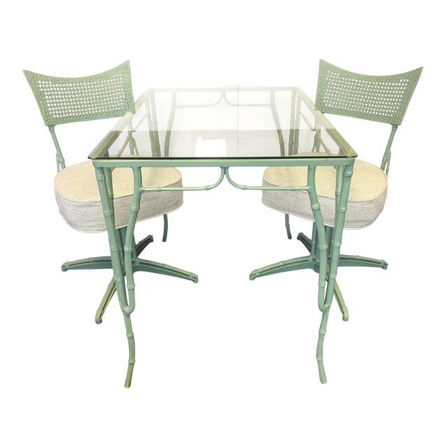 Vintage 1960's Faux Bamboo Metal Cafe Table and Chairs ...