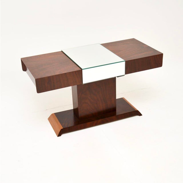 Art Deco Mirrored Coffee Table in Walnut, 1930 For Sale - Image 12 of 12