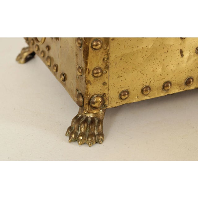Antique Victorian Brass Fireplace Coal Bin For Sale - Image 11 of 13
