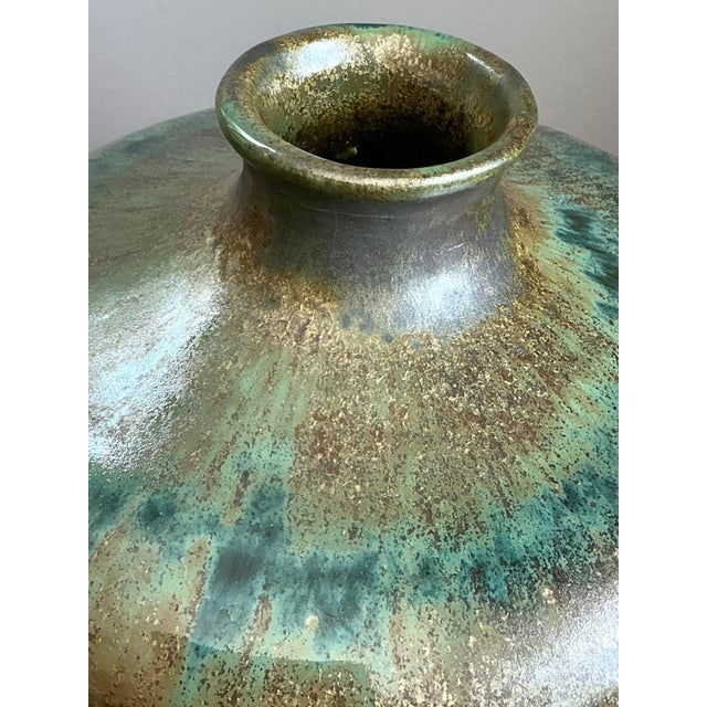 Olive Vintage Handcrafted Studio Pottery Vase For Sale - Image 8 of 11