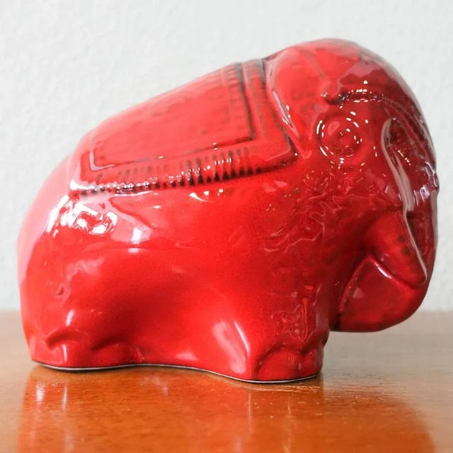 Vintage Red Glaze Ceramic Elephant in the style of Bitossi, 1970s For Sale - Image 11 of 12