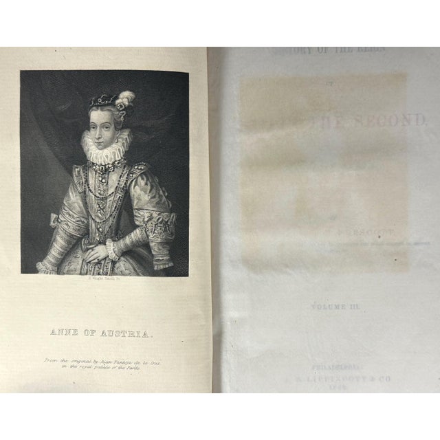 Green Antiquarian Book Set: Prescott's Philip II, 1869 Three-Volume History For Sale - Image 8 of 10