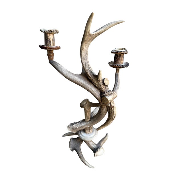 Cabin Antler Candelabra Black Forest Decor For Sale - Image 3 of 7