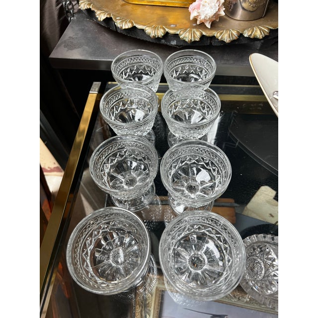 1970s 1970s Mid Century Modern Collection of Crystal Detailed Glasses- Set of 8 For Sale - Image 5 of 7