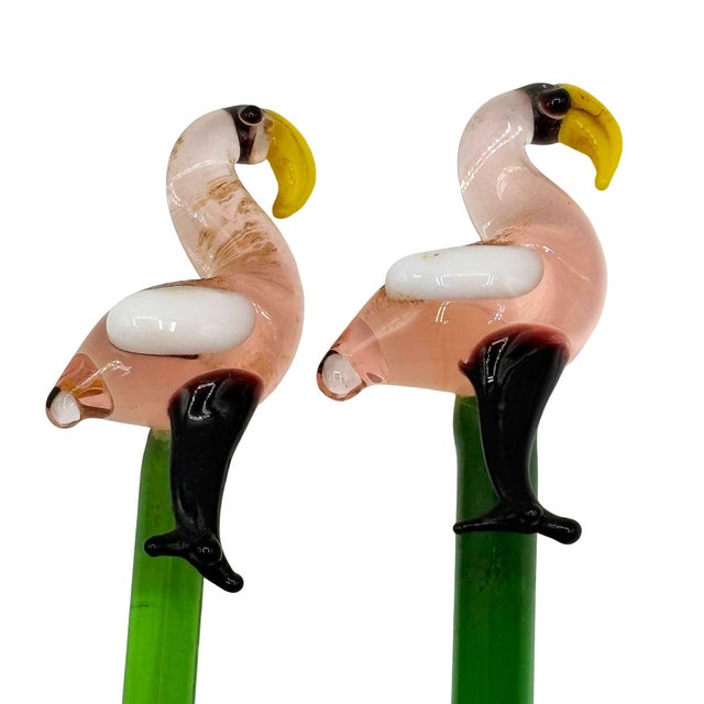 Pink 1980s 21 Piece Mid-Century Tropical Hula Girl & Flamingo Cocktail Swizzle Sticks For Sale - Image 8 of 18