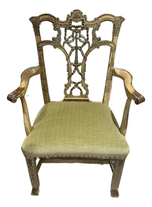 Chinese Chippendale Arm Chair Hand Painted