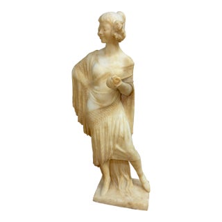 Large Antique Hand Carved Alabaster Stone Lady Woman Sculpture Statue Art Marble For Sale