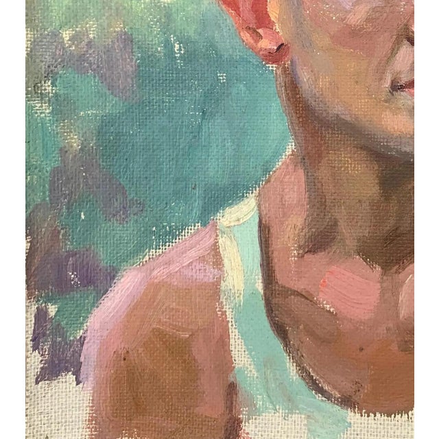 1970s Portrait Oil Painting: Young Man, Ukrainian Art 1970s For Sale - Image 5 of 6