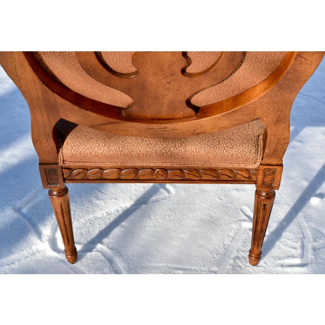 Fairfield Carved Wood Chair Vintage Louis XVI Oval Back French Fauteuil Armchair For Sale - Image 11 of 12